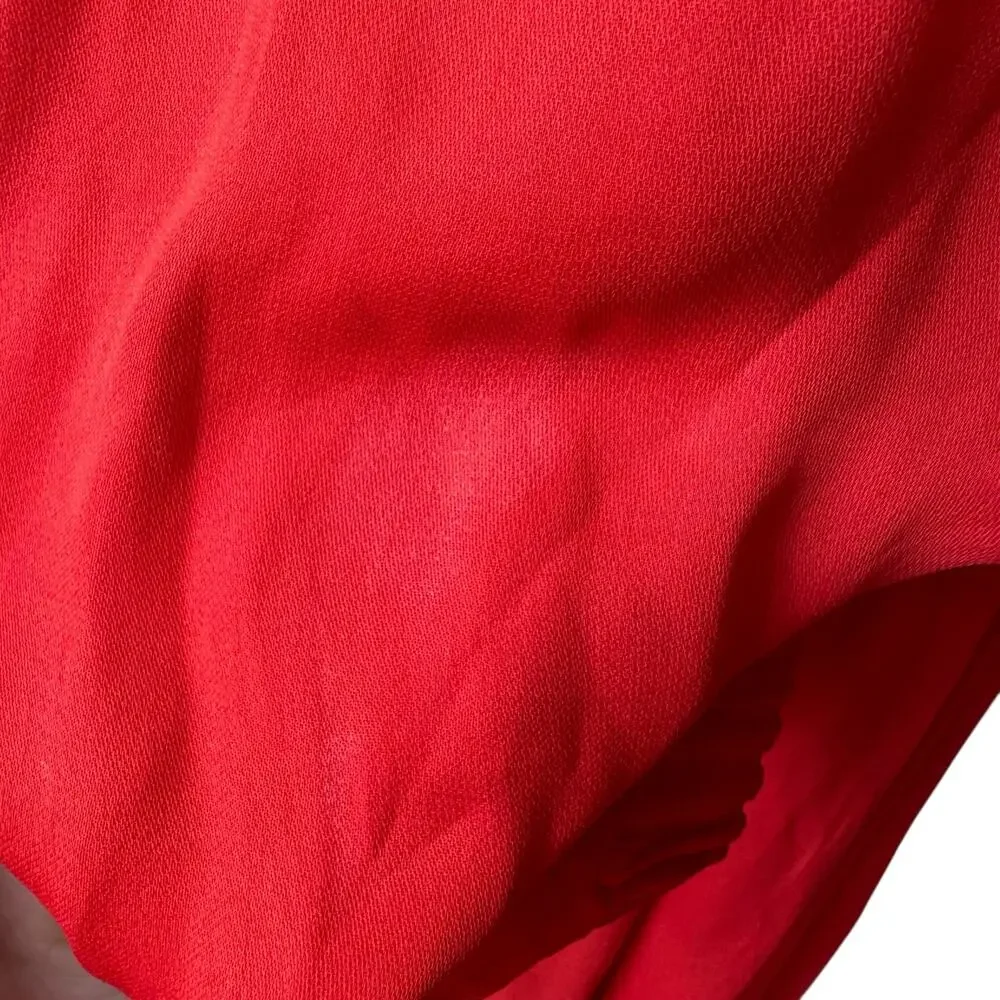 TIBI Red Gathered Adjustable Wasit crepe midi dress Red Medium